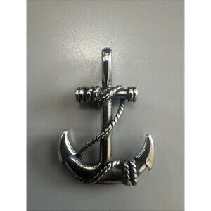 Men's Silver Stainless Steel Nautical Anchor 45mm Charm Pendant Chain Ocean Sea